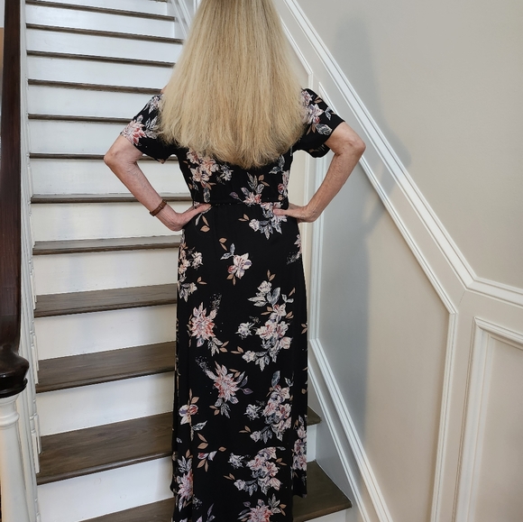 Lascana Venus Black and Peach/Pink Floral Maxi Dress, Small, $34 - Picture 12 of 14